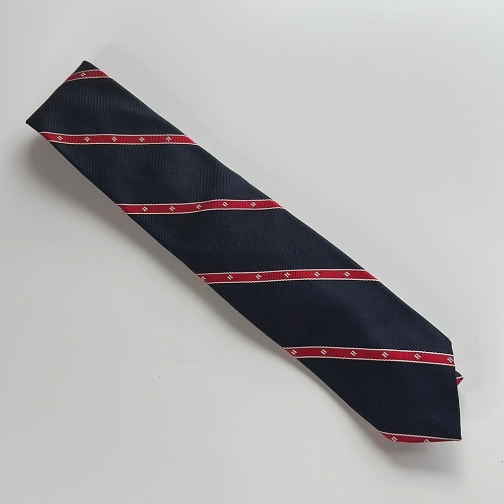 Guy Laroche Cravate Paris Made in USA Navy Blue Red Neck Tie Vintage